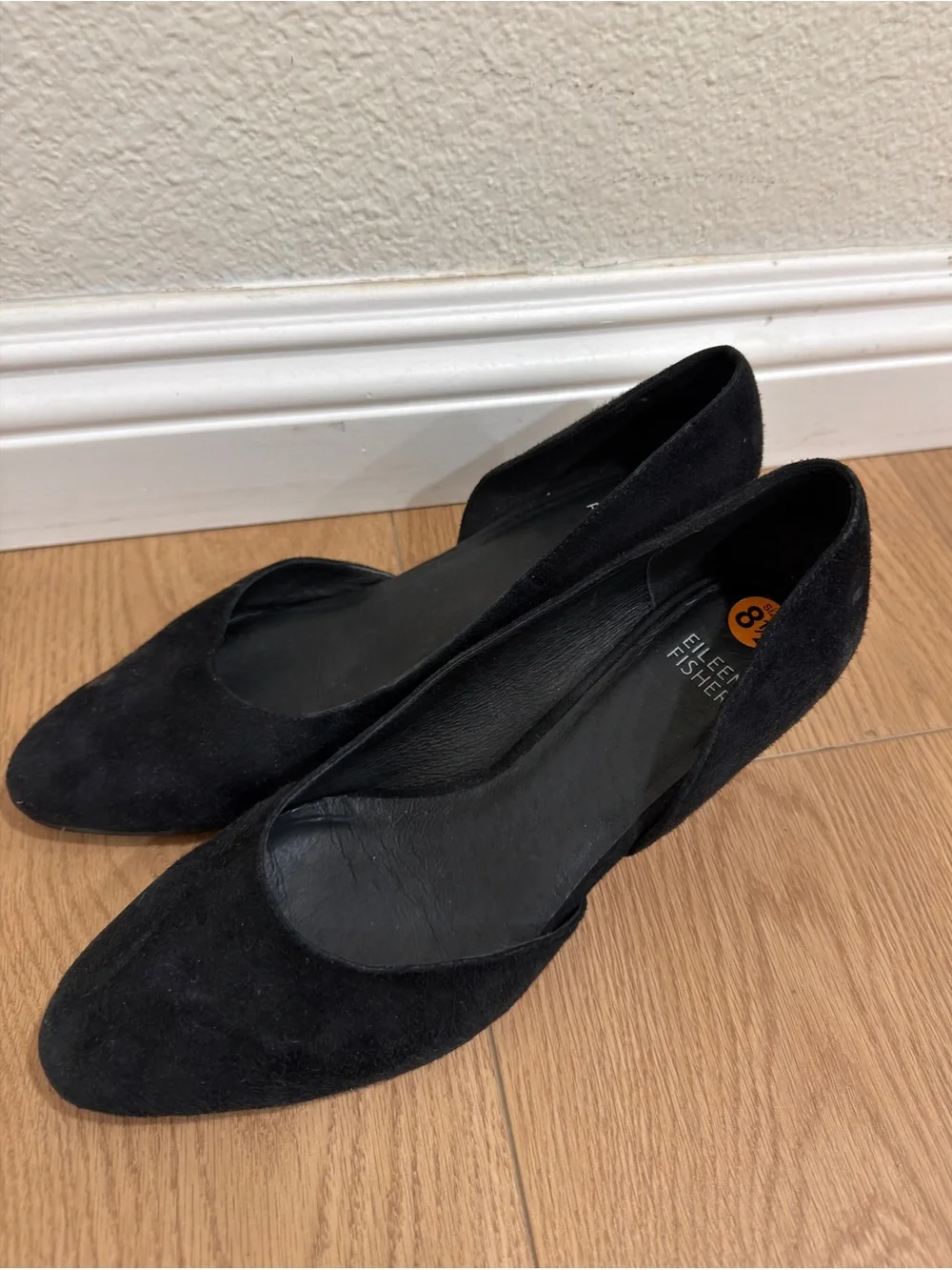 Eileen Fisher Lily Pump Black Suede D'Orsay Heels Size 8.5